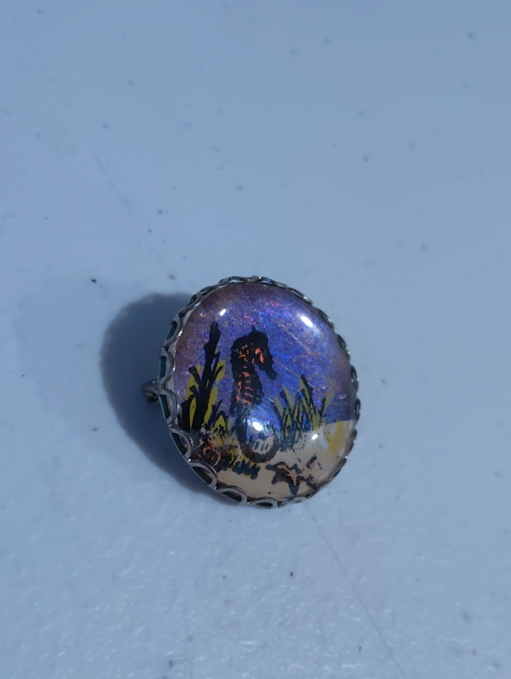 Morpho Butterfly Brooch Featuring a Seahorse Vintage - Picture 4 of 5